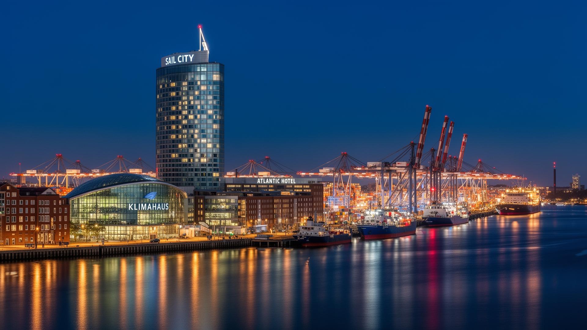 Bremerhaven Skyline bei Nacht